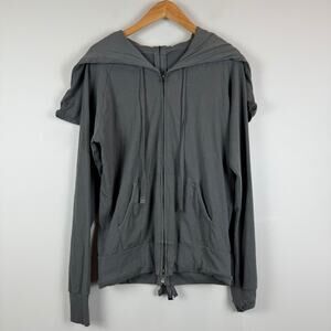 Talia Hancock Jacket Women S Gray Pima Cotton Long Sleeve Full Zip Slouchy Lagen